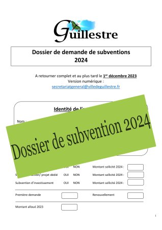 Dossier de demande de subvention 2024